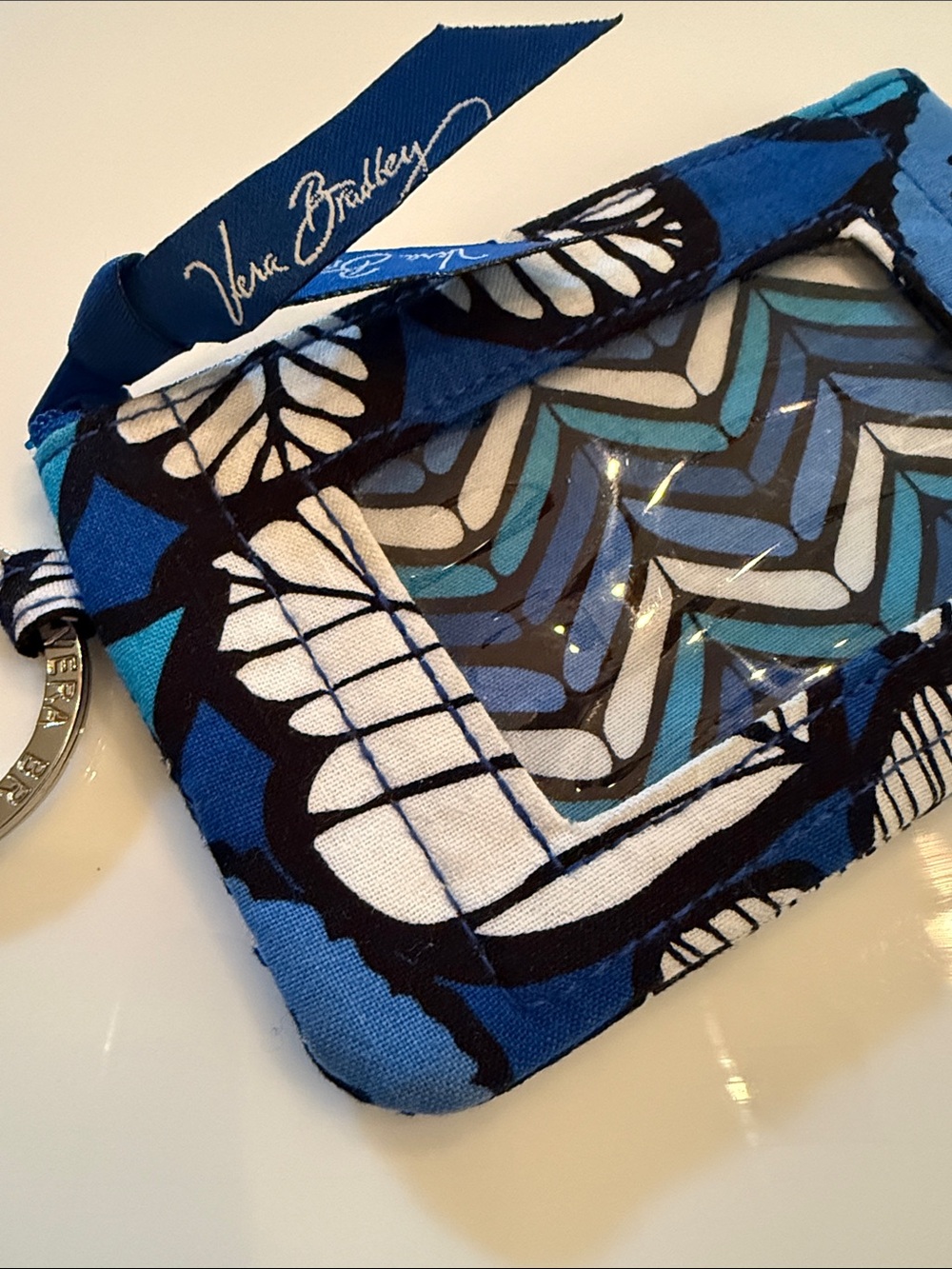 NWOT Zip ID Case w/Keyring by Vera Bradley, retired “Blue Bayou” print
